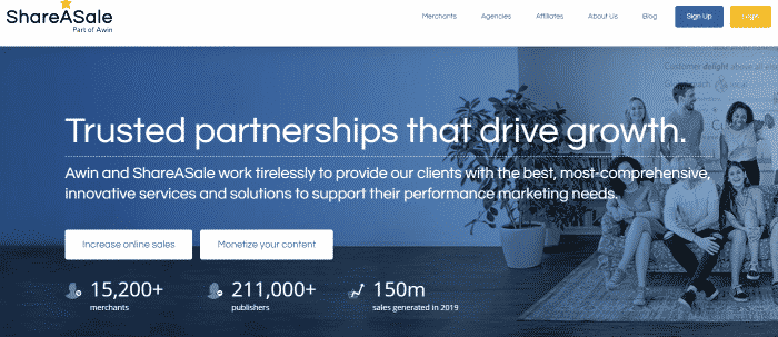 Shareasale website main page