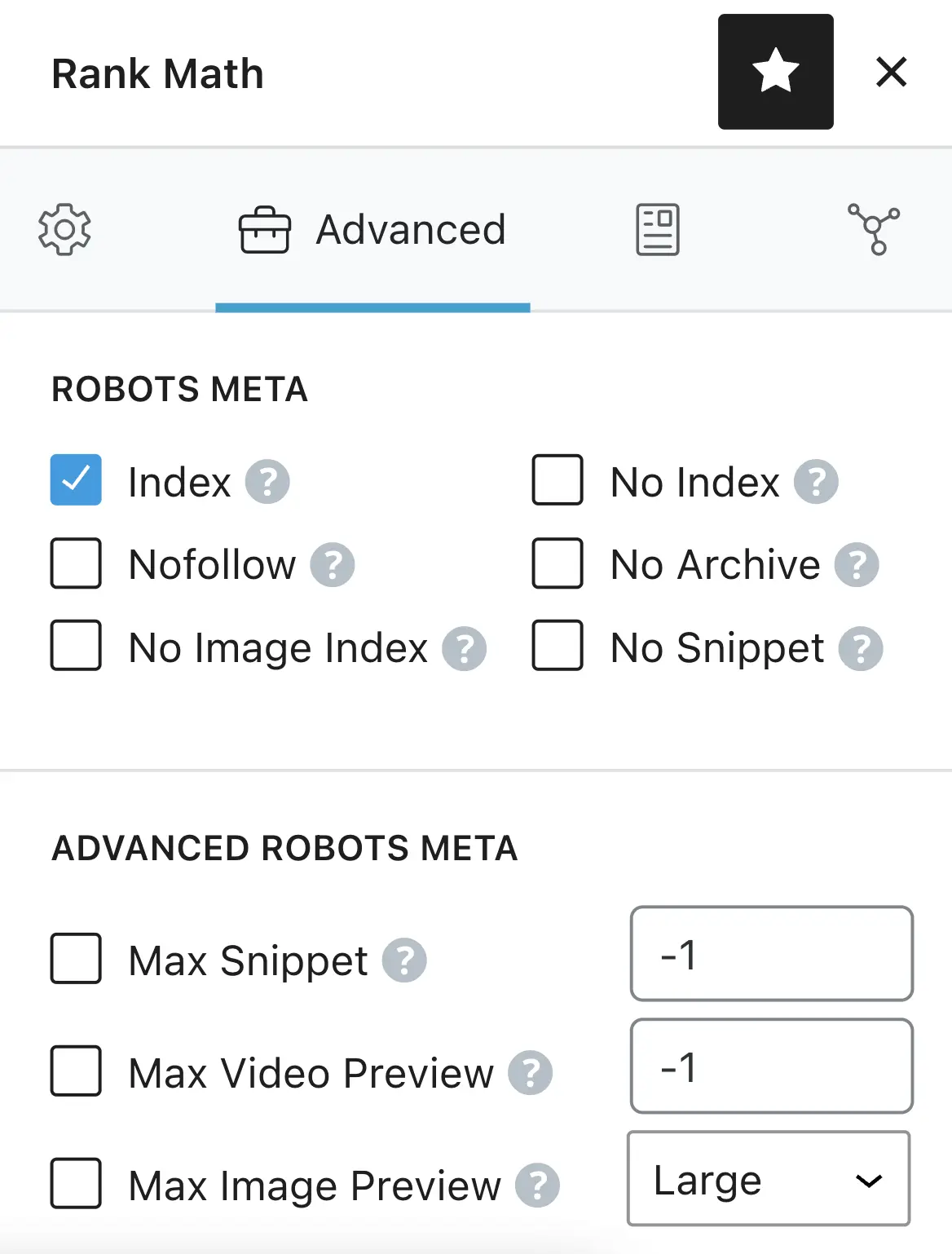 rank math robot meta